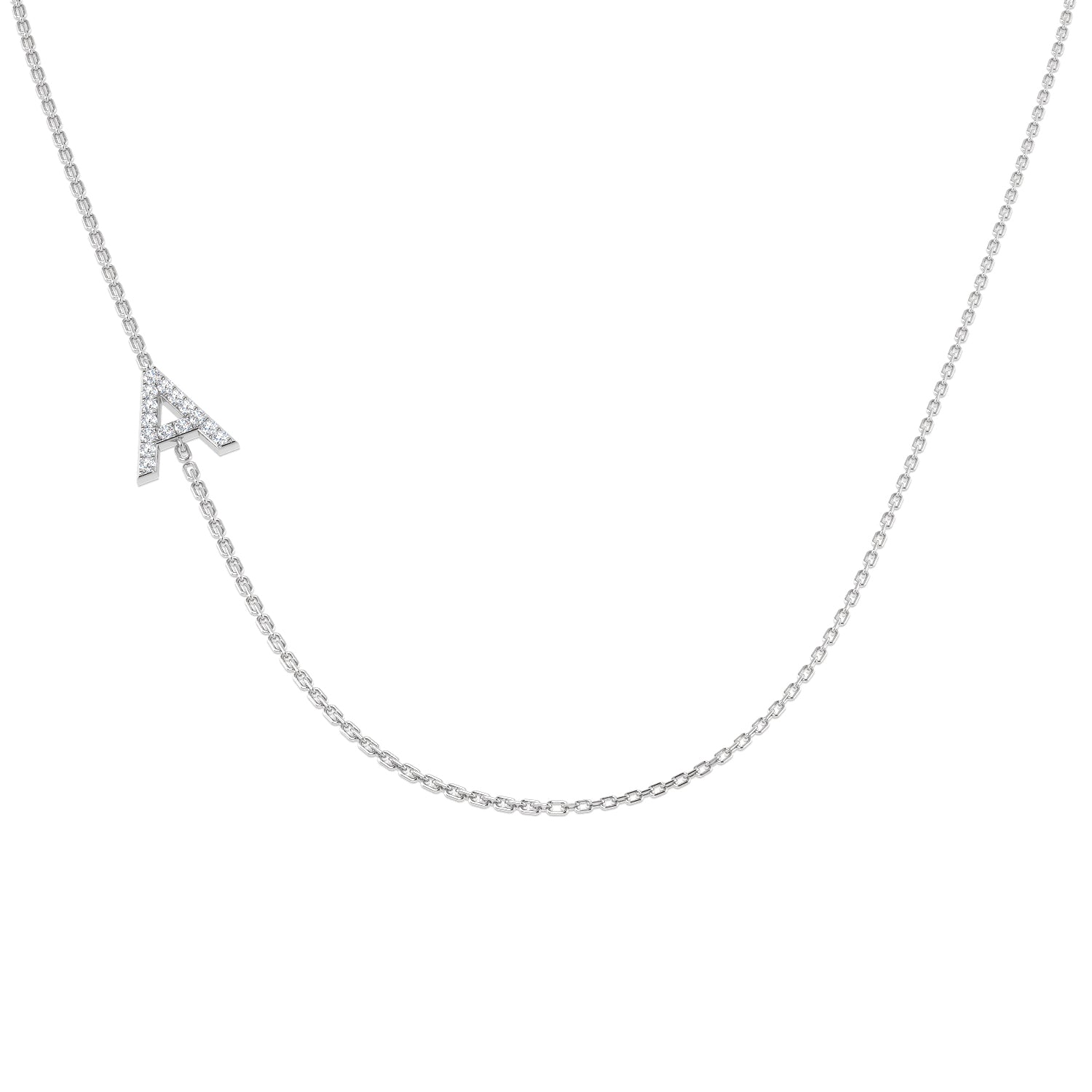 Paved Initial Diamond Pendant | Sideways Initial Necklace | Custom A-Z Pendant