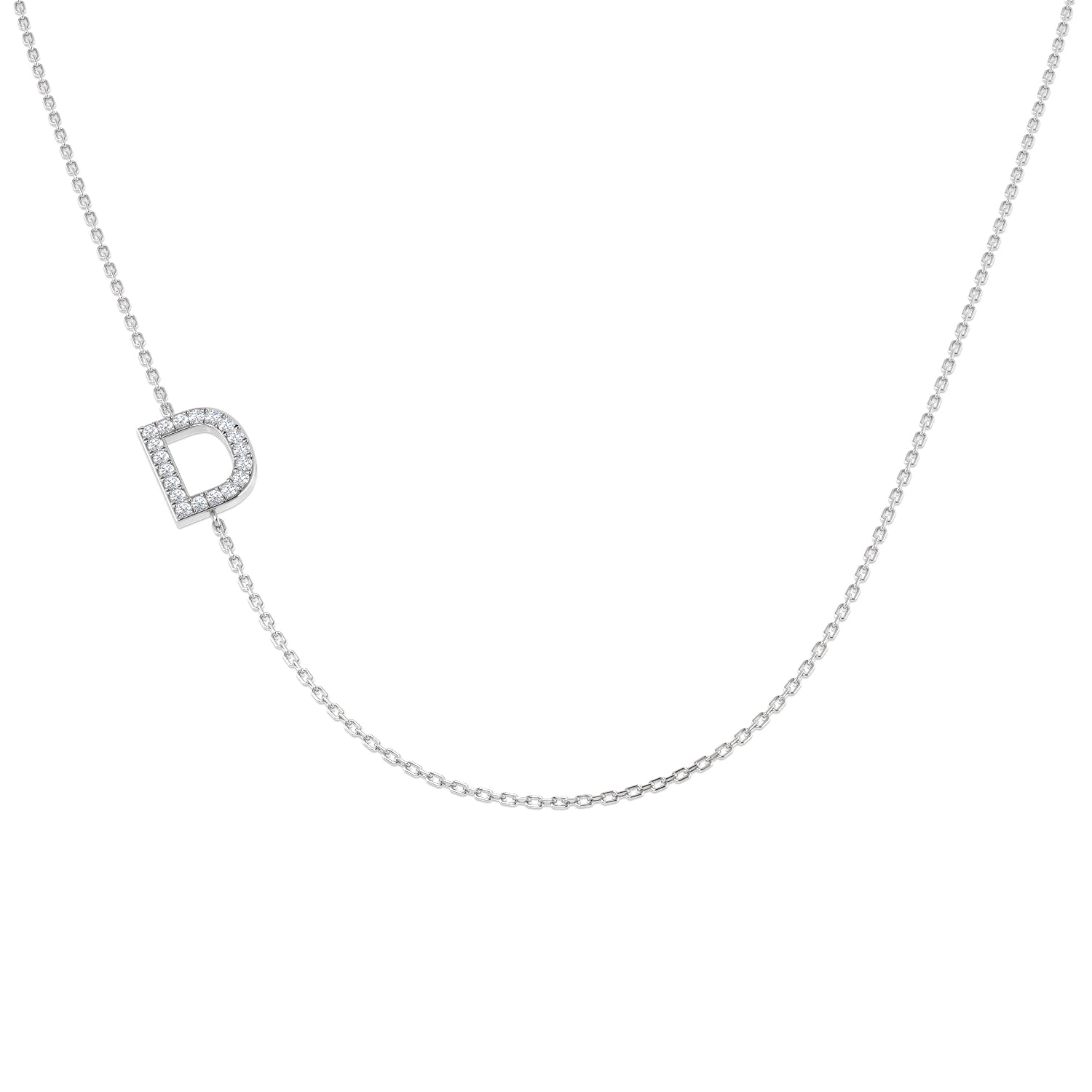 Paved Initial Diamond Pendant | Sideways Initial Necklace | Custom A-Z Pendant
