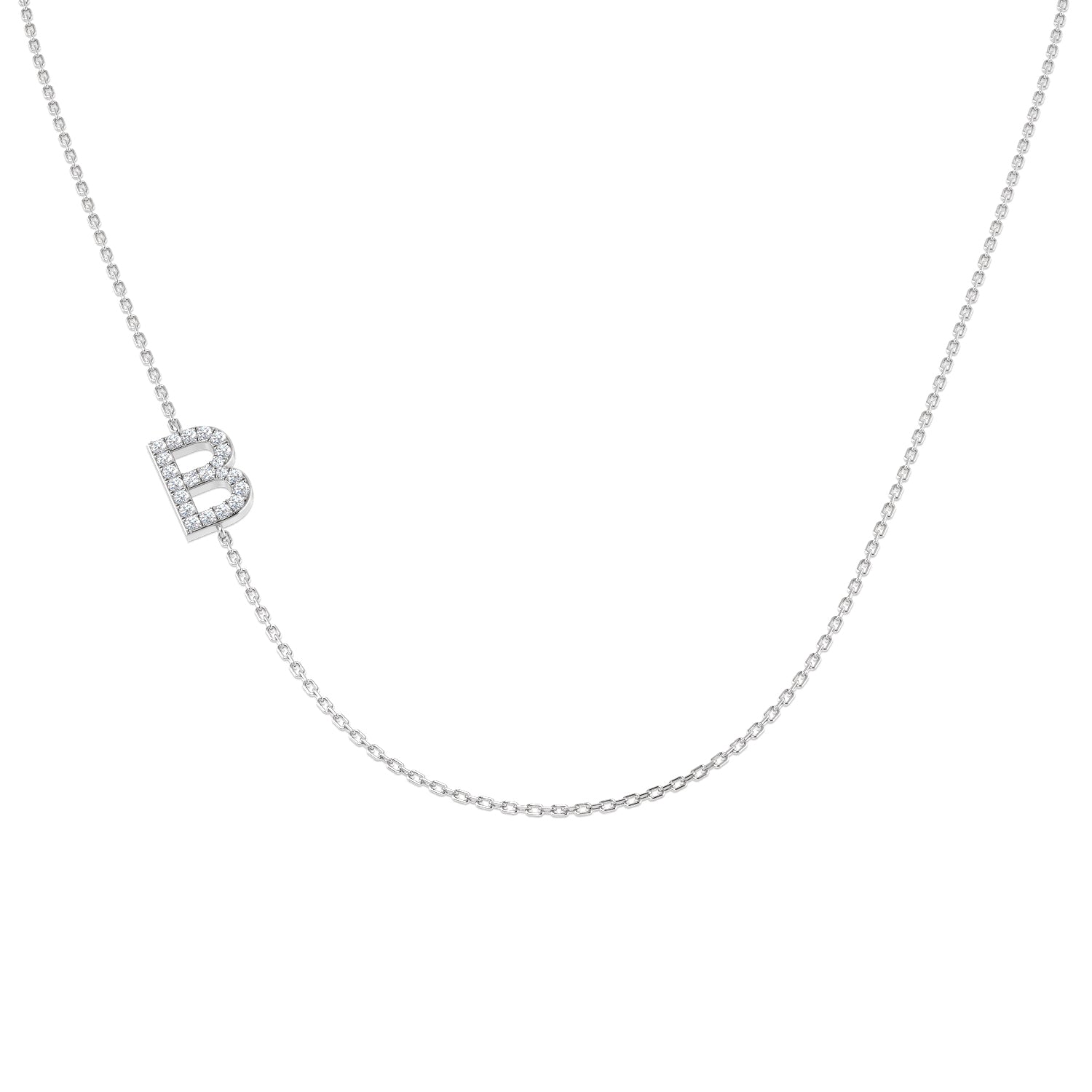 Paved Initial Diamond Pendant | Sideways Initial Necklace | Custom A-Z Pendant