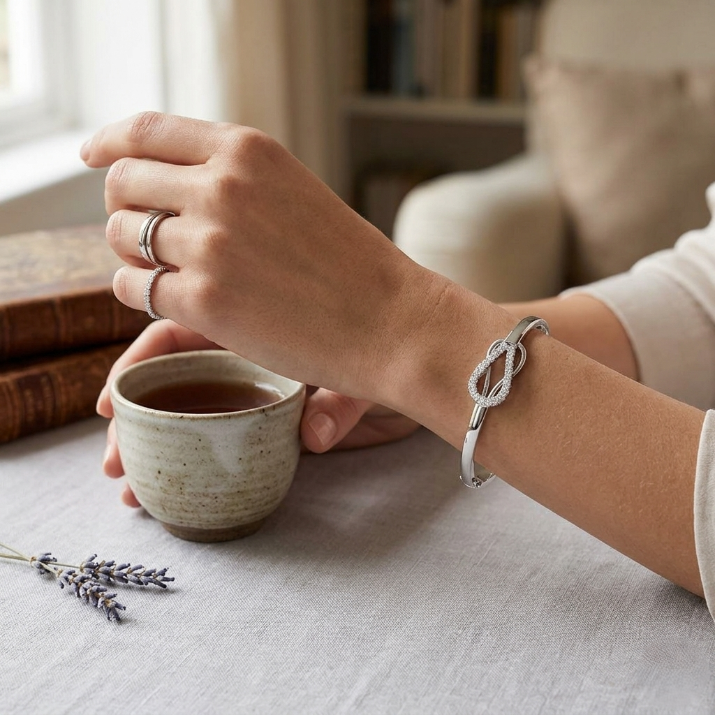 Bracelet de tennis de luxe en or et platine, serti de diamants ronds.