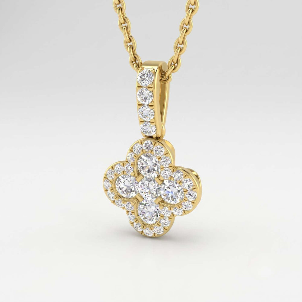 Elegant lab-grown D/VVS diamond floral pendant necklace crafted in premium white gold.