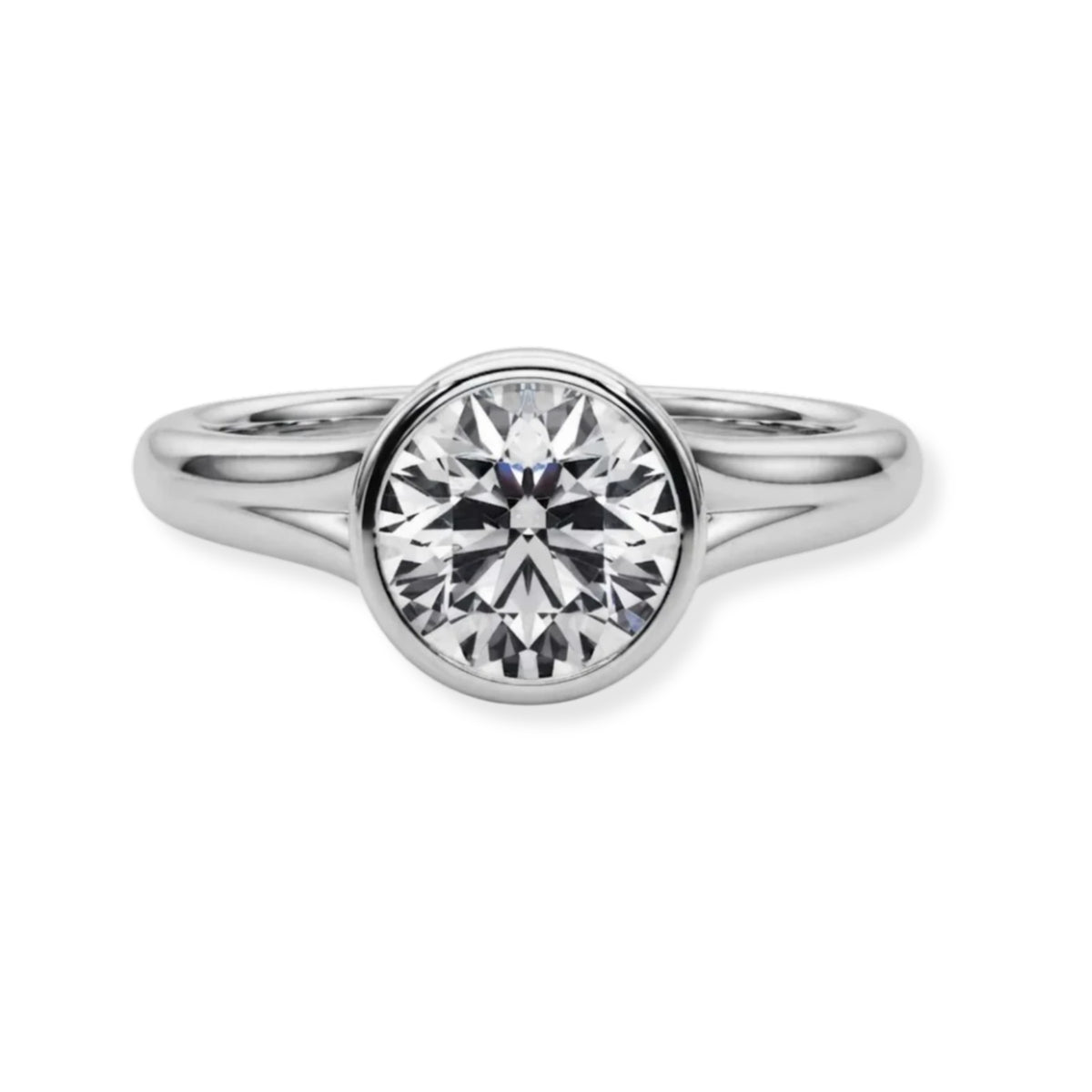 5ct bezel set round diamond solitaire ring for women in platinum 