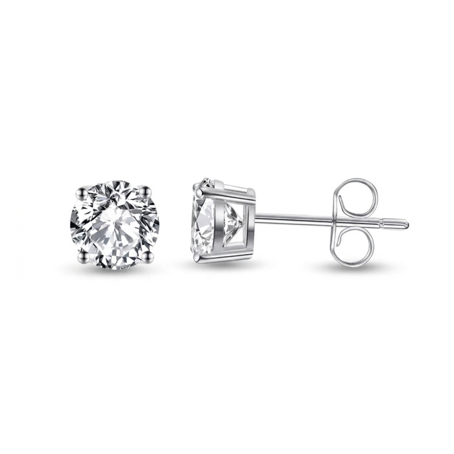 9k white gold solitaire diamond stud earrings in lab grown diamonds