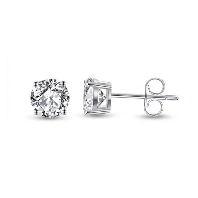 D/VS IGI Certified 4.00 Carat Round Lab Grown Diamond Solitaire Stud Earrings in Platinum