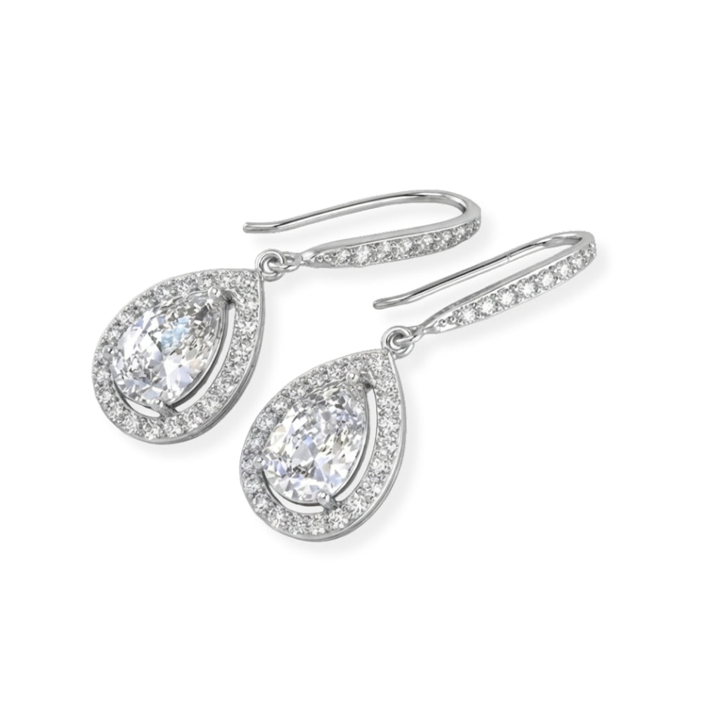 pear diamond lab grown drop earrings for women anniversary gift for wife