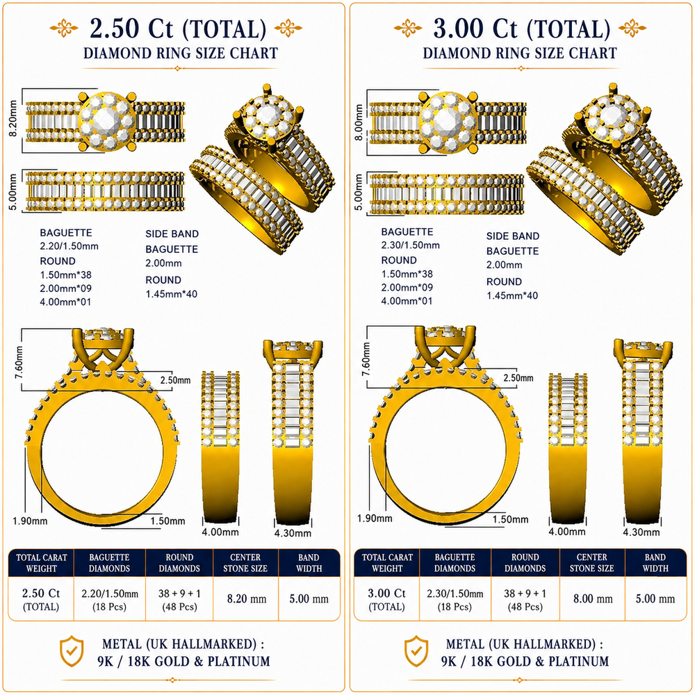 baguette diamond bridal set ring for wedding