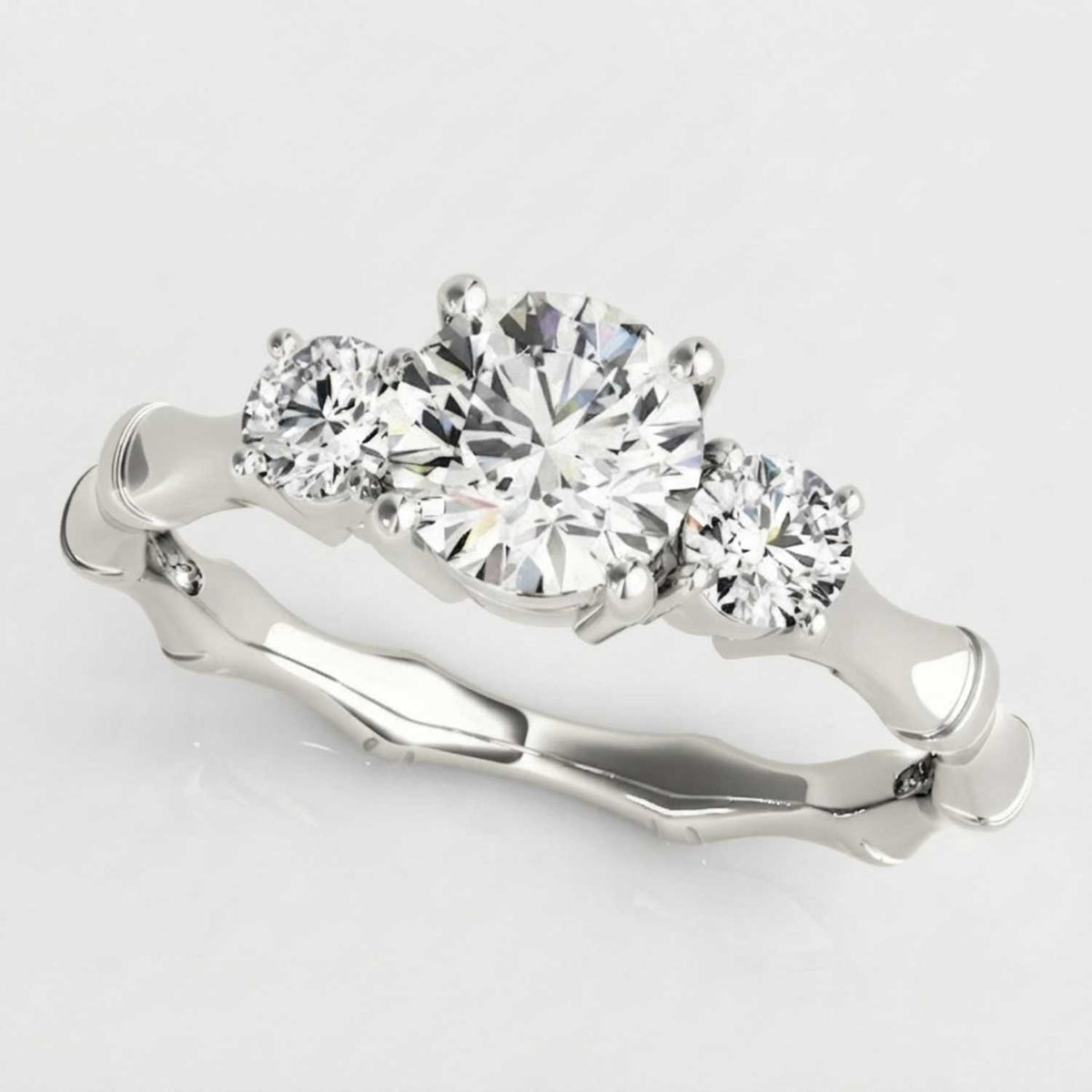 Lab Grown Round Cut Diamond 3 Stone Engagement Band Anniversary Gift