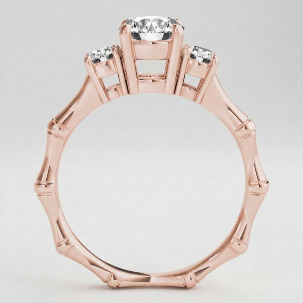 Lab Grown Round Cut Diamond 3 Stone Engagement Band Gift for Wife
