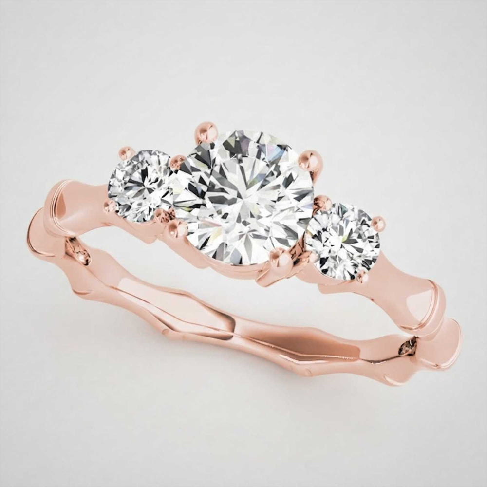 Lab Grown Round Cut Diamond 3 Stone Engagement Band Platinum Gift