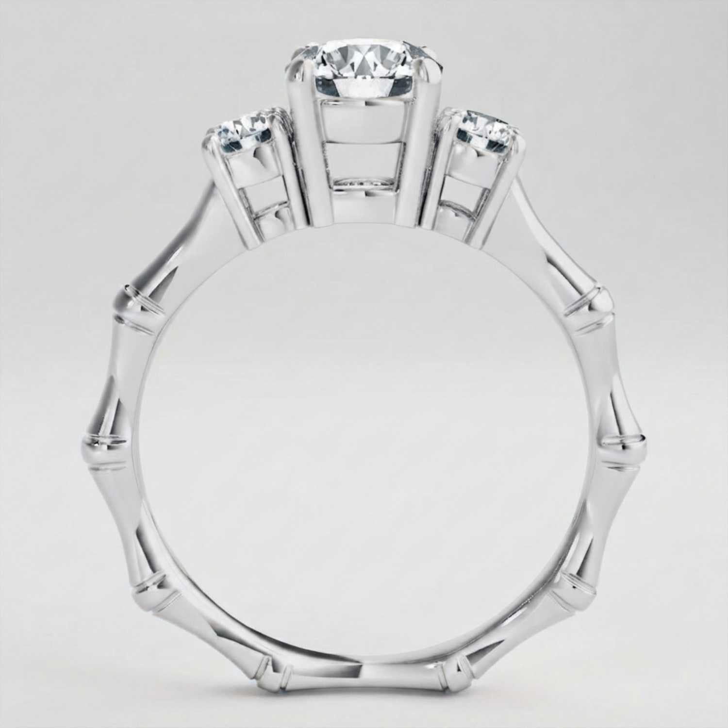 Lab Grown Round Cut Diamond 3 Stone Engagement Band Wedding Gift