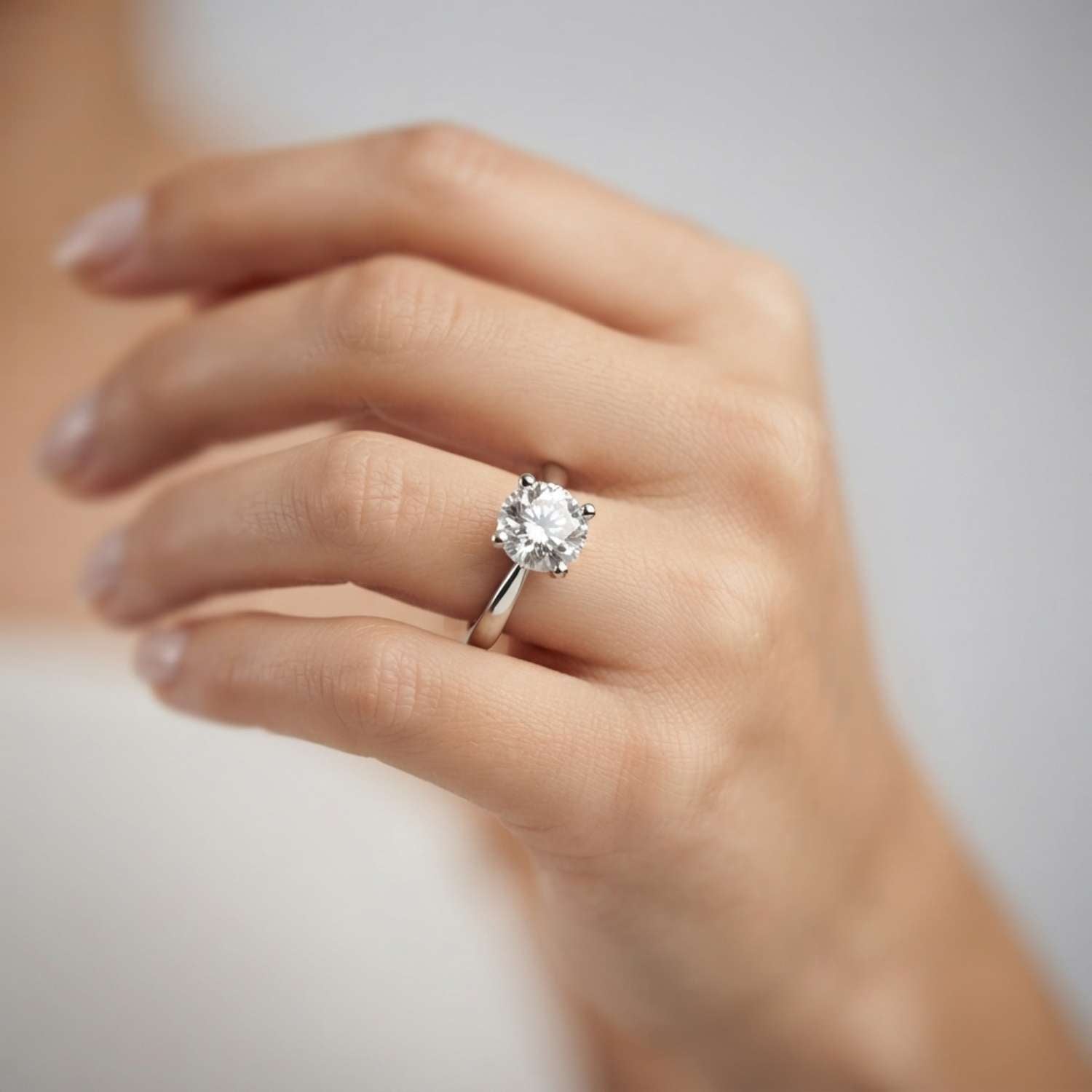 Lab Grown Round Cut Solitaire Engagement Ring Bridal Gift UK