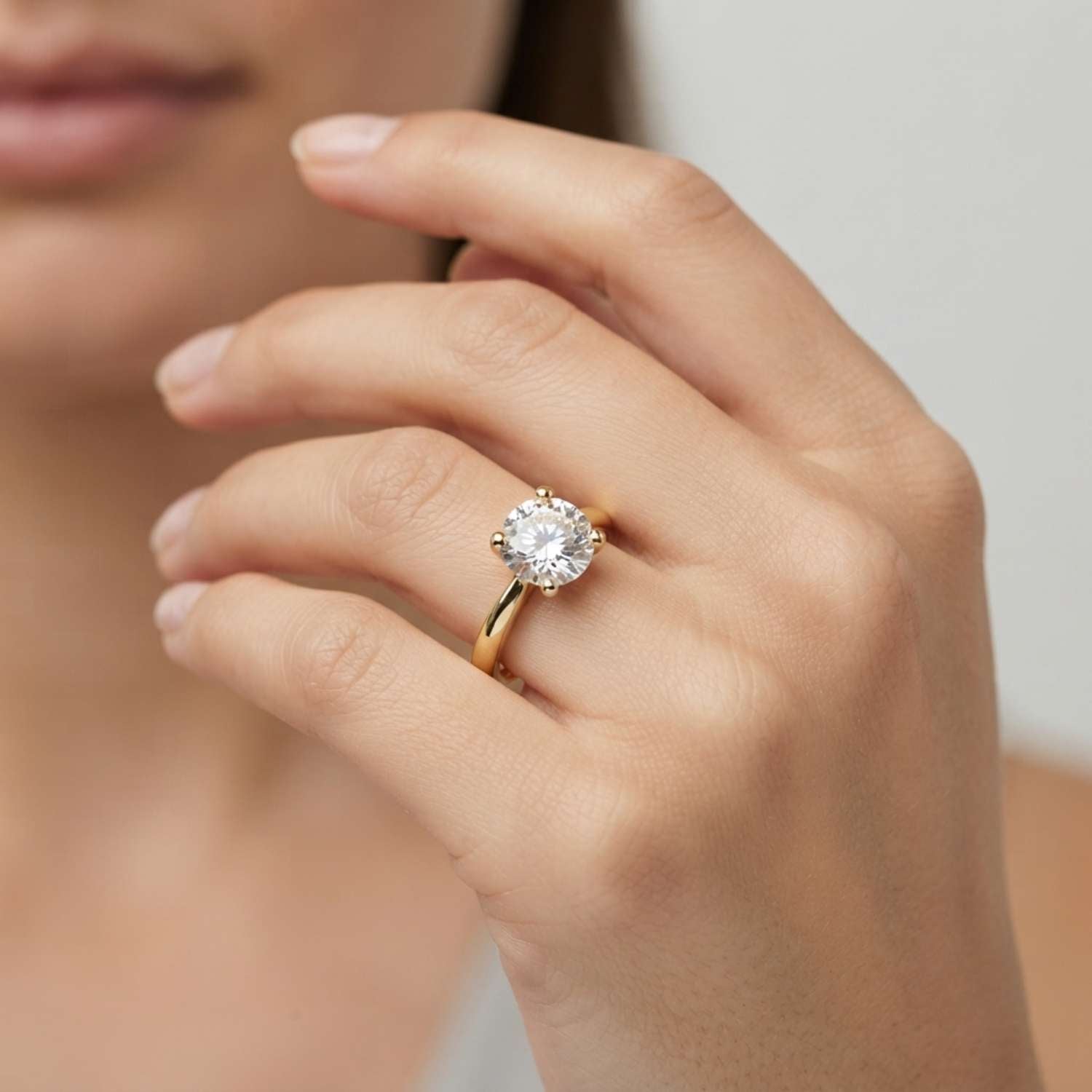 Lab Grown Round Cut Solitaire Engagement Ring Mothers Day Gift
