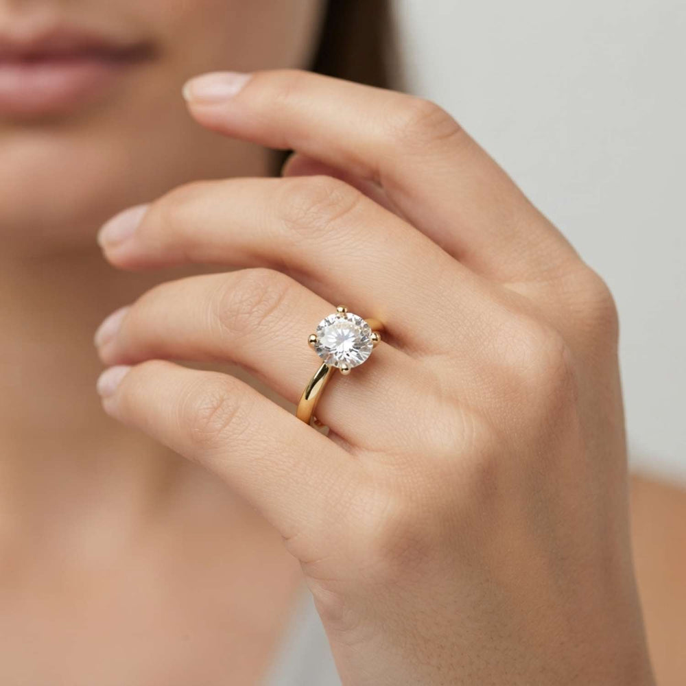 Lab Grown Round Cut Solitaire Engagement Ring Mothers Day Gift