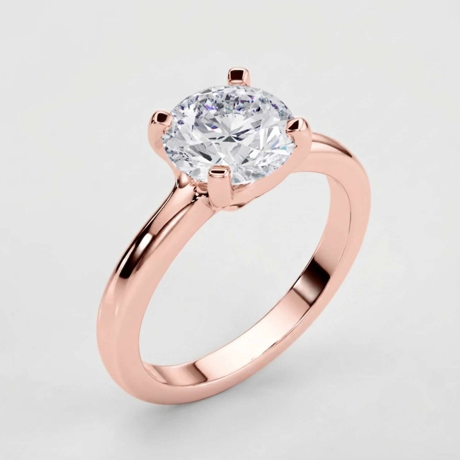 Lab Grown Round Cut Solitaire Engagement Ring Romantic Gift Her