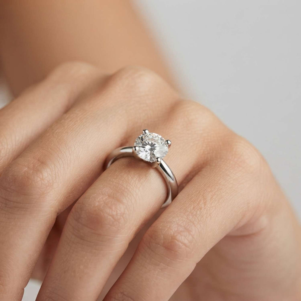 Lab Grown Round Cut Solitaire Engagement Ring Wedding Gift Her