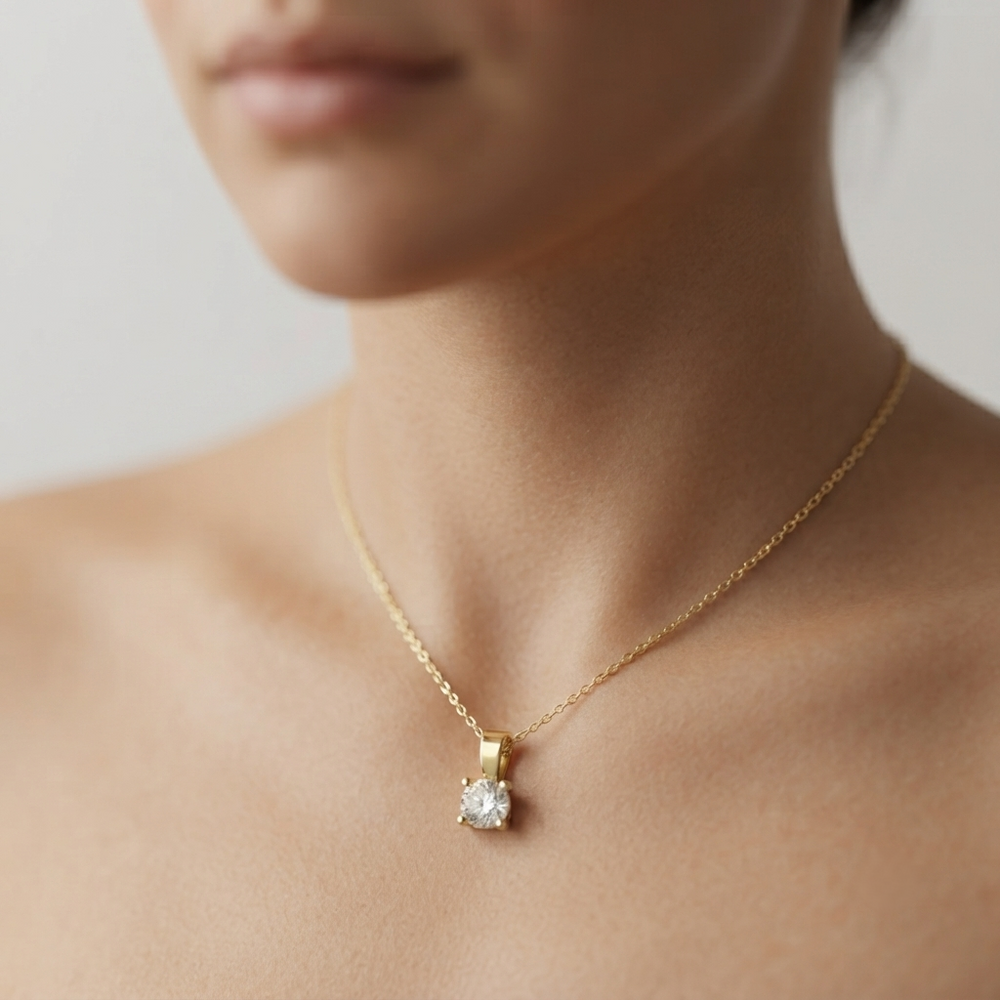 Lab Grown Round Diamond Solitaire Pendant Wedding Gift Platinum