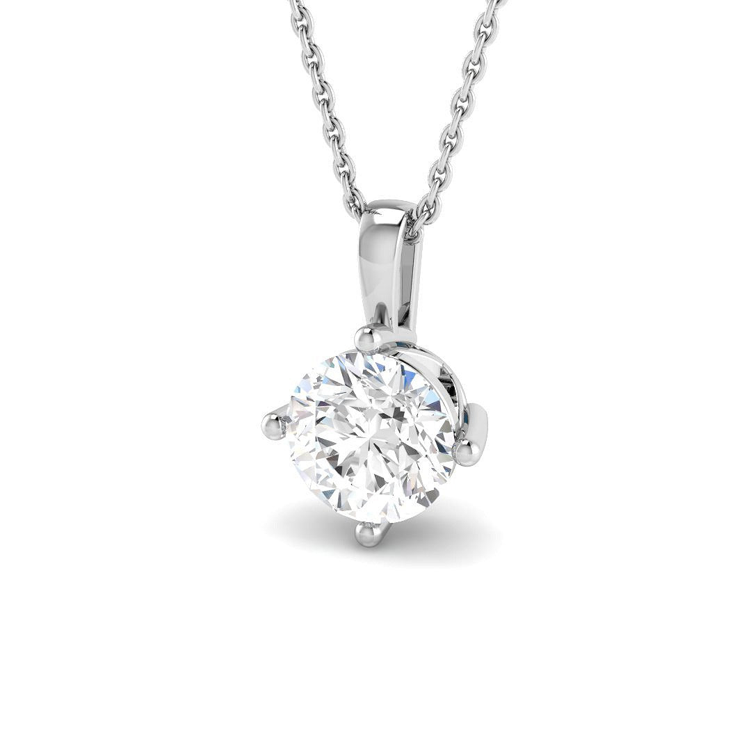 Round Diamond Solitaire Pendant Anniversary Gift UK Made Necklace