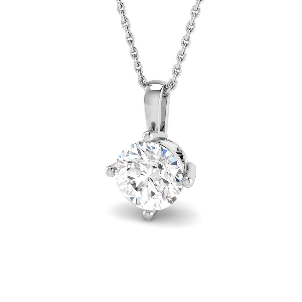 Round Diamond Solitaire Pendant Anniversary Gift UK Made Necklace