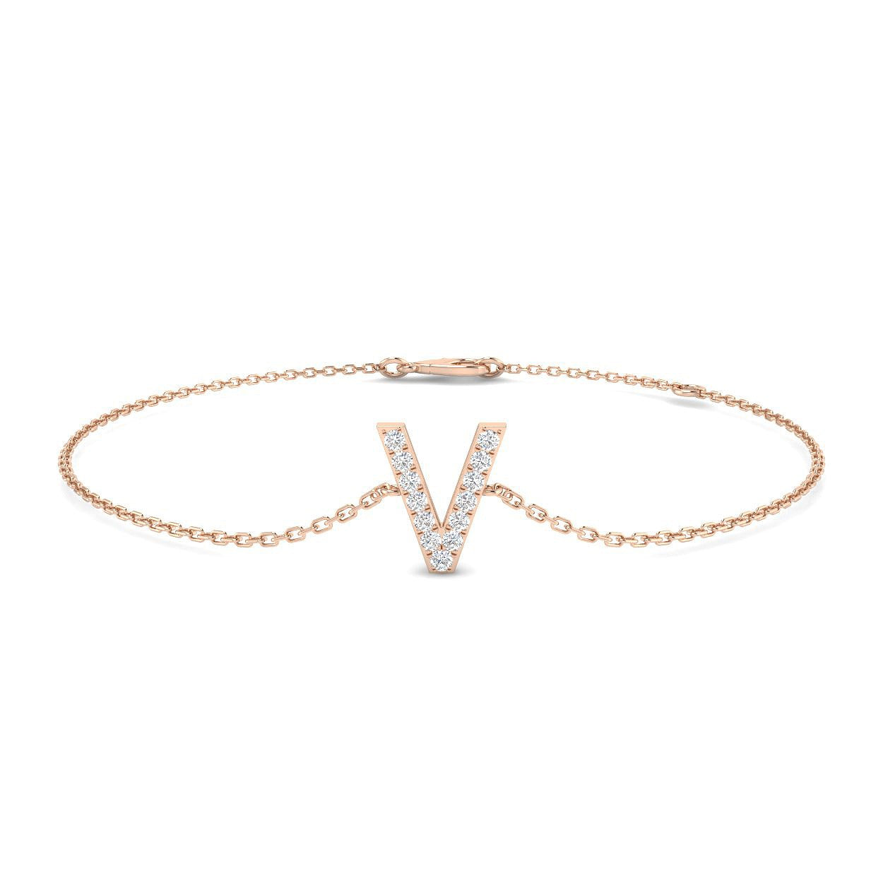 Lobster Claw Clasp Diamond Initial V Jewellery