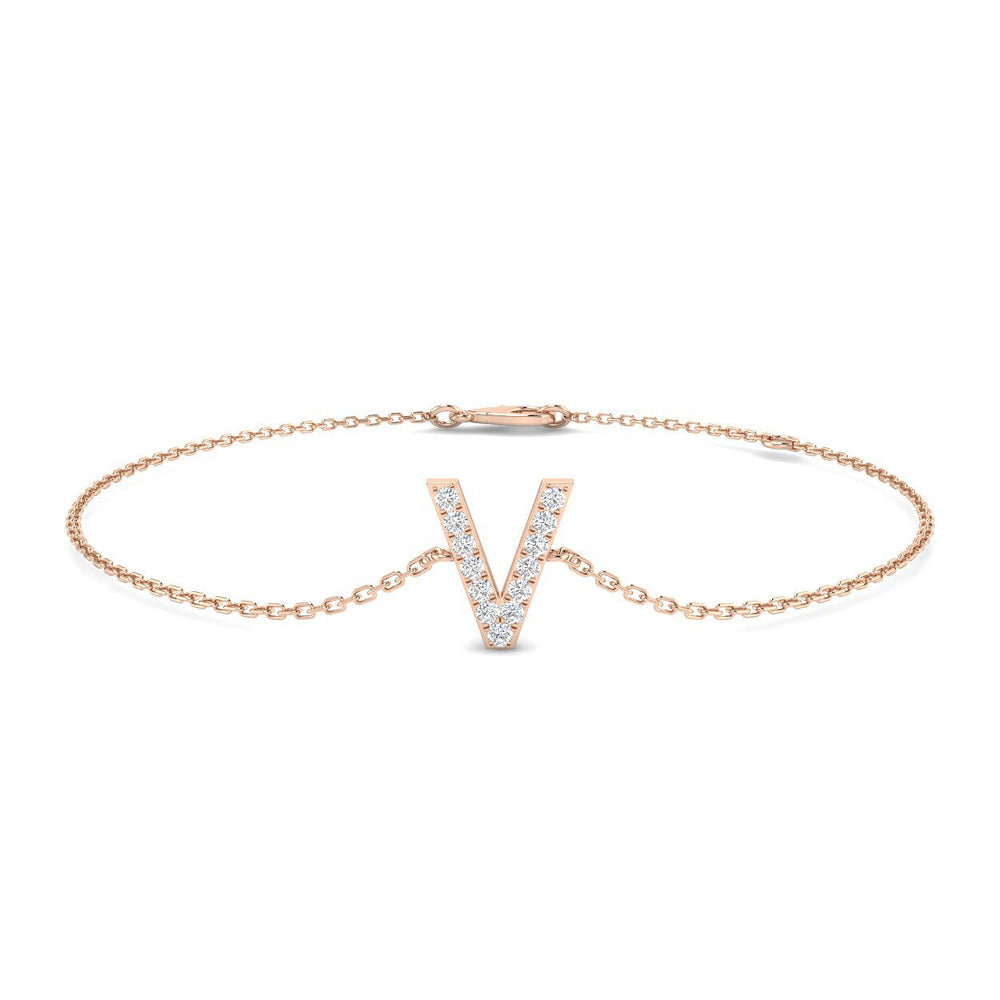 Lobster Claw Clasp Diamond Initial V Jewellery