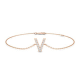 Lobster Claw Clasp Diamond Initial V Jewellery