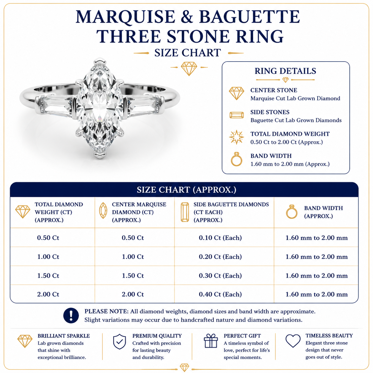 Lab-Grown Marquise Cut Diamond 3 Stone Engagement Ring In Platinum