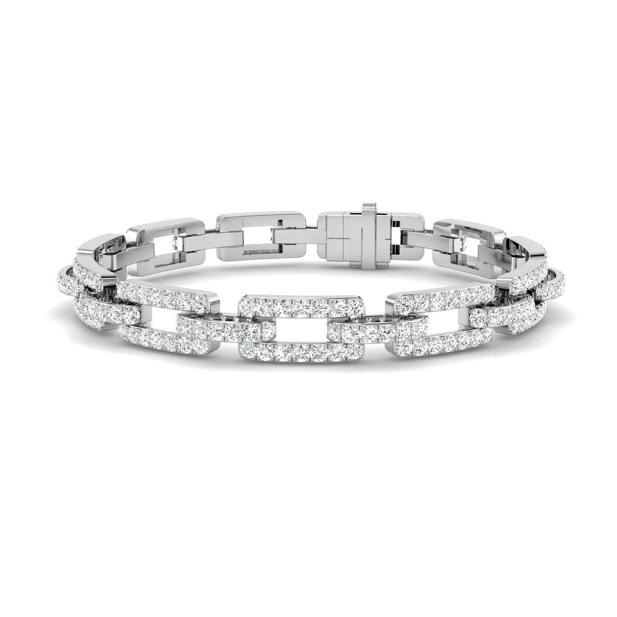 Modern Paperclip Diamond Bracelet in White Gold