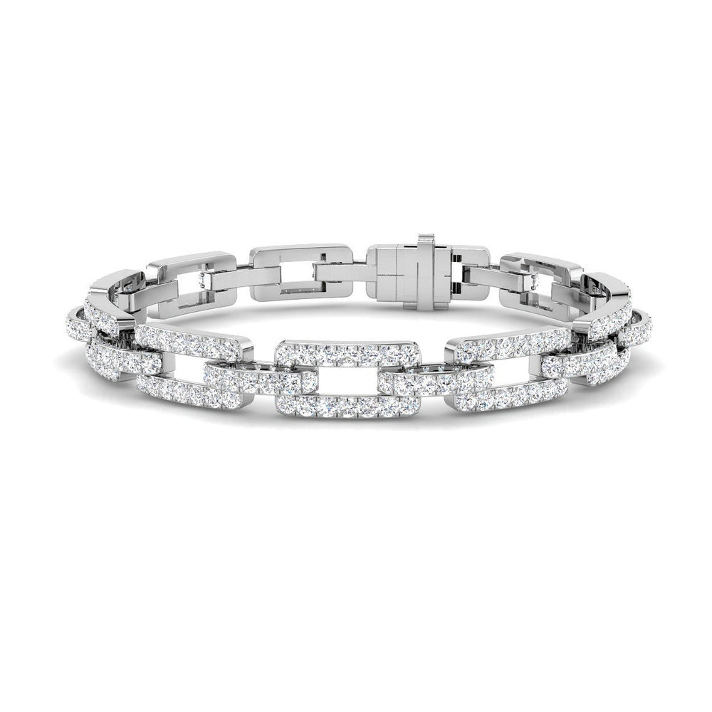 Modern Paperclip Diamond Bracelet in White Gold