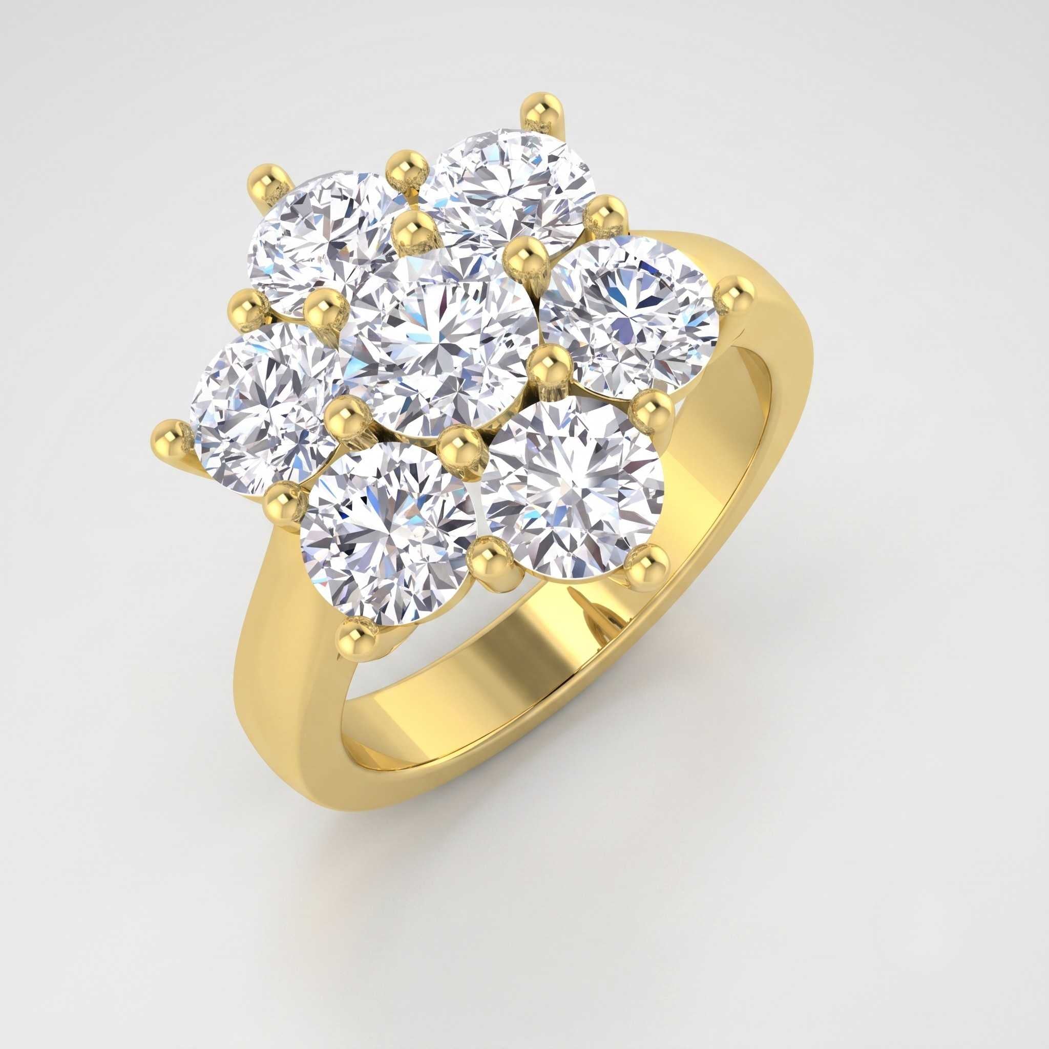 Natural 7 stone round diamond ring anniversary gift