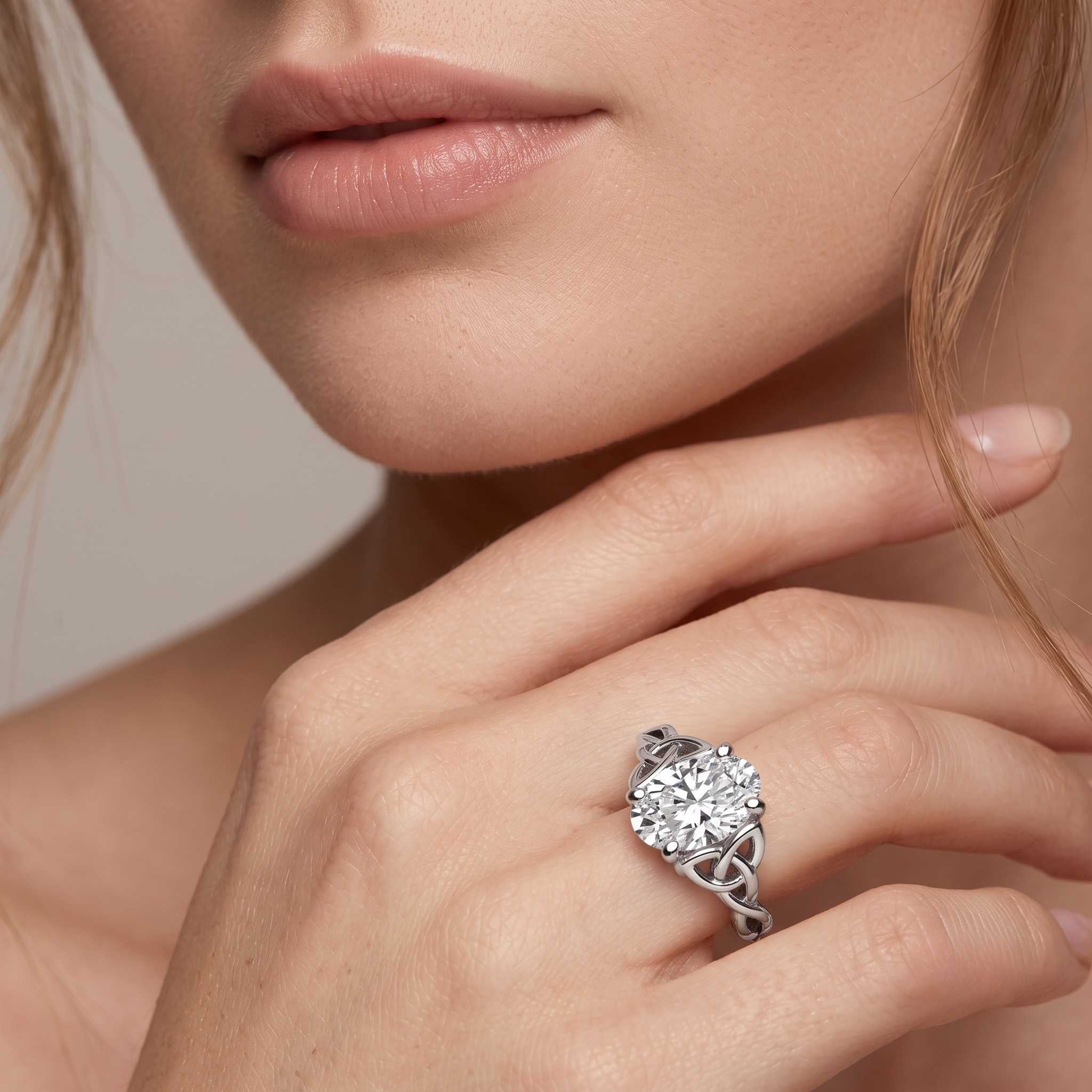 Oval Celtic knot ring Valentine gift for her