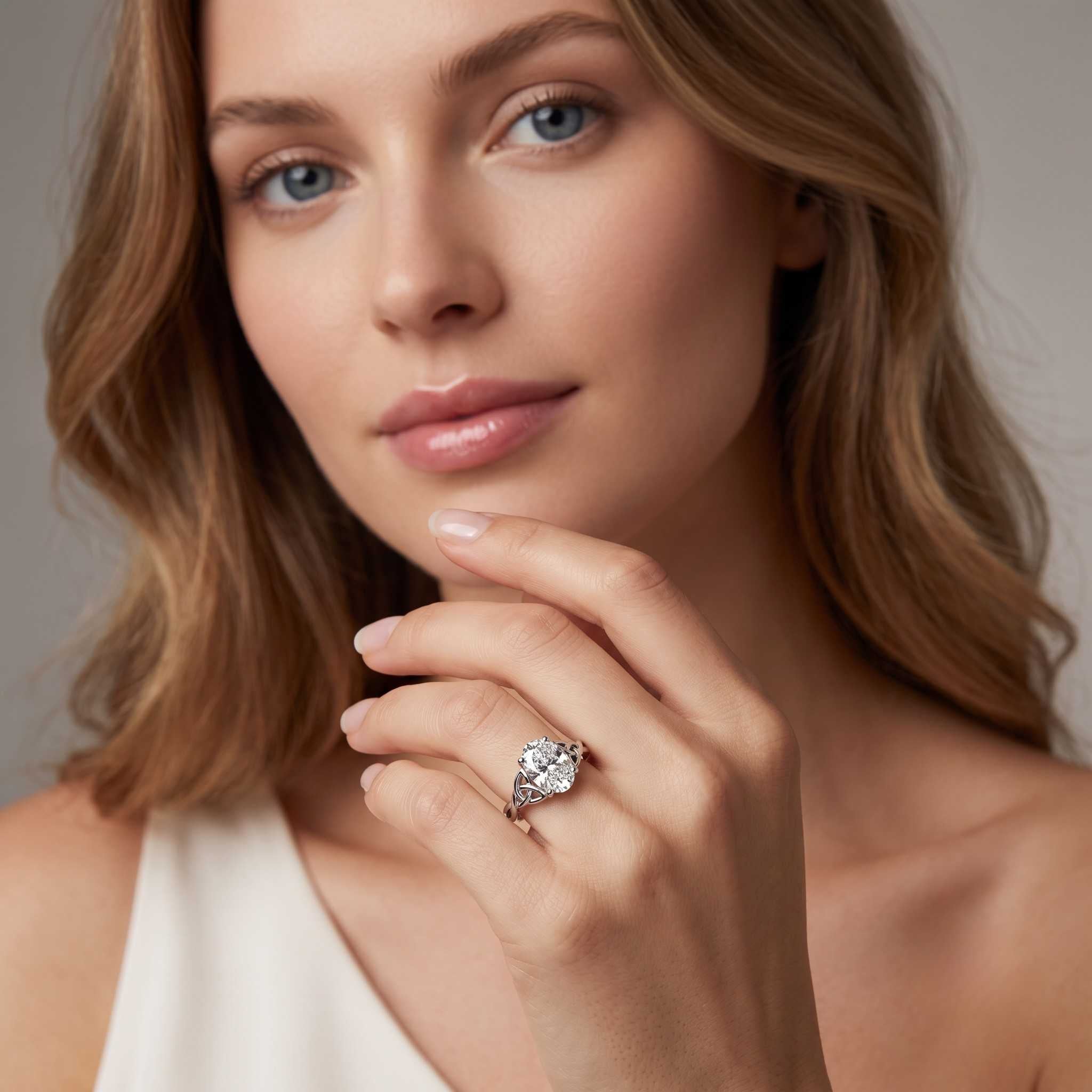 Oval Celtic knot ring on model anniversary gift for her