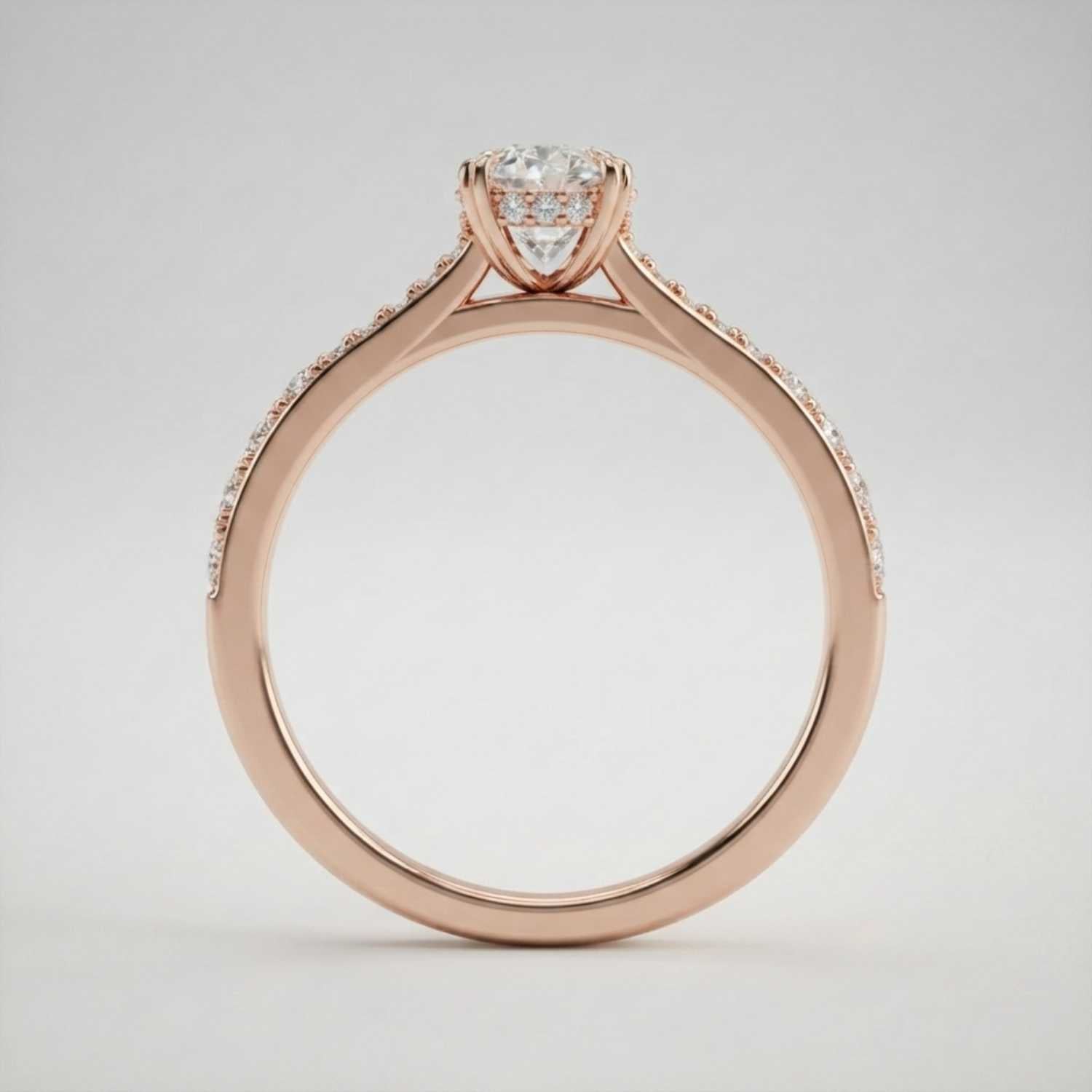 Oval Cut Diamond Engagement Ring with Double Pave Band Christmas Gift