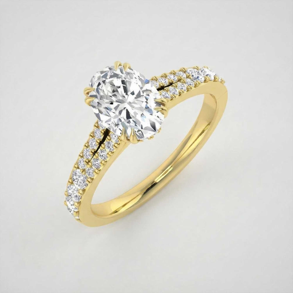 Oval Cut Diamond Engagement Ring with Double Pave Band Wedding Gift
