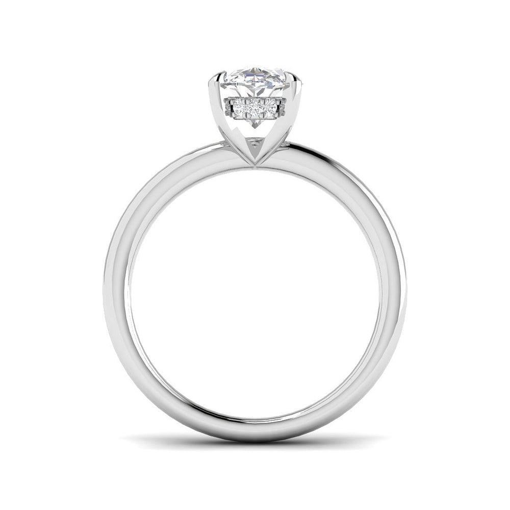 Classic prong setting oval cut diamond solitaire engagement ring in white gold
