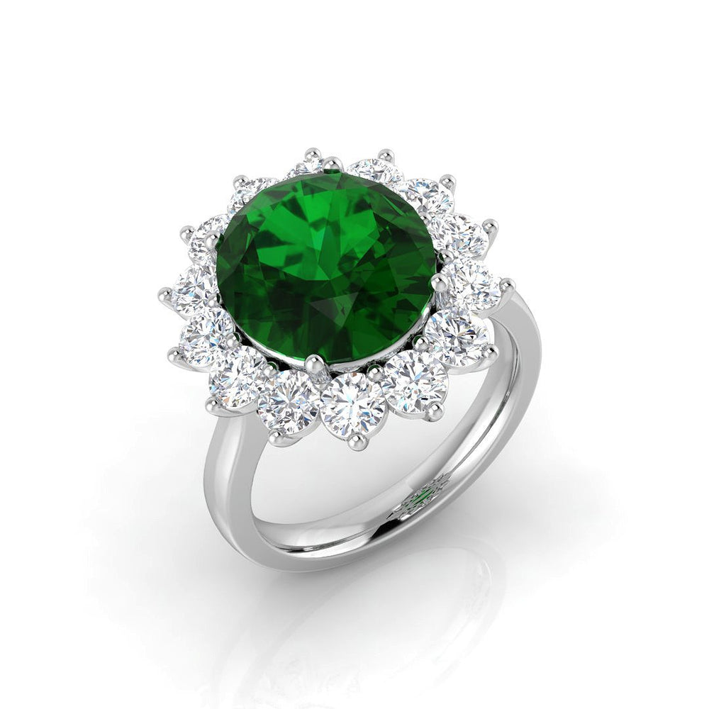 Oval Green Emerald Halo Engagement Ring Anniversary Gift Diamond