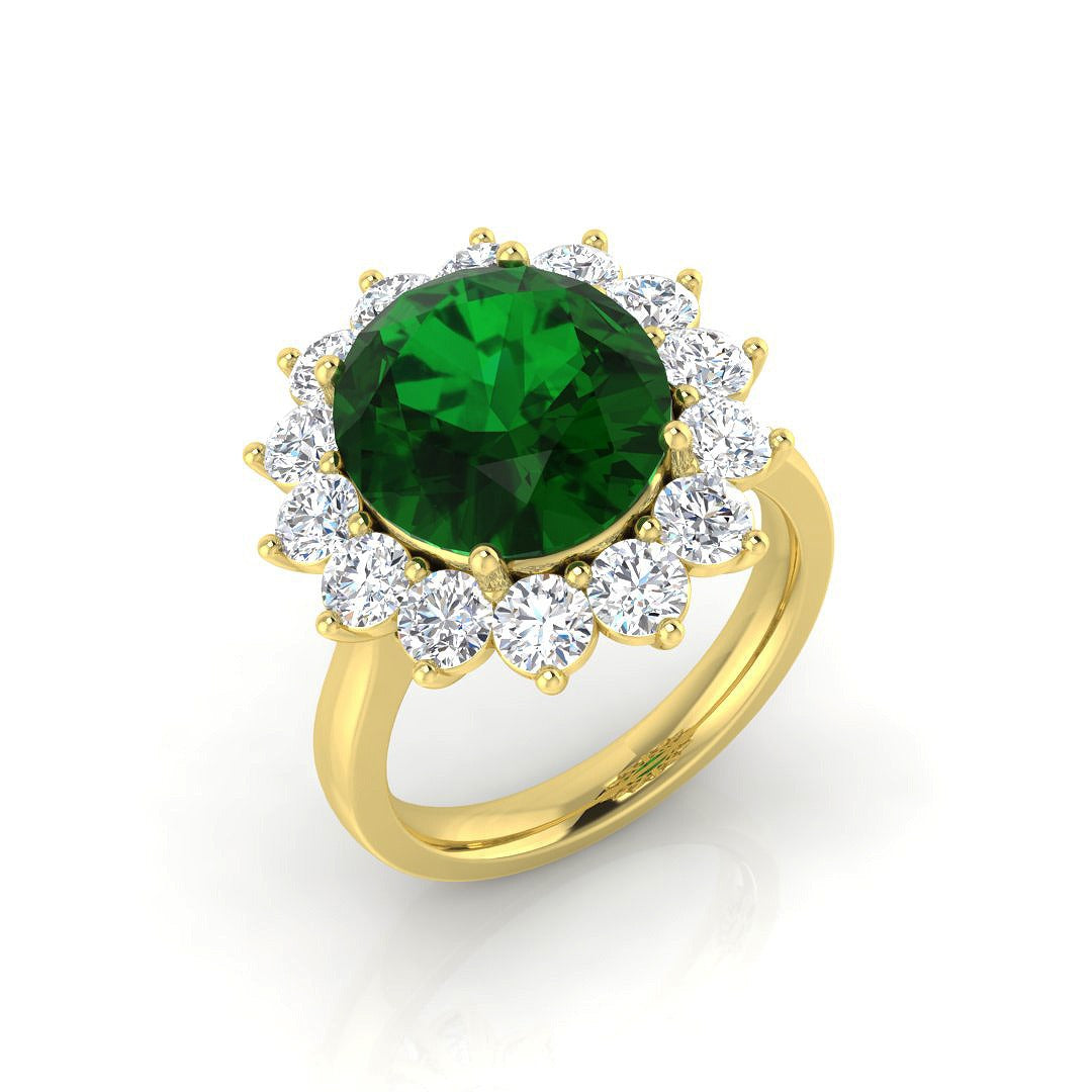 Oval Green Emerald Halo Engagement Ring Wedding Gift UK Made