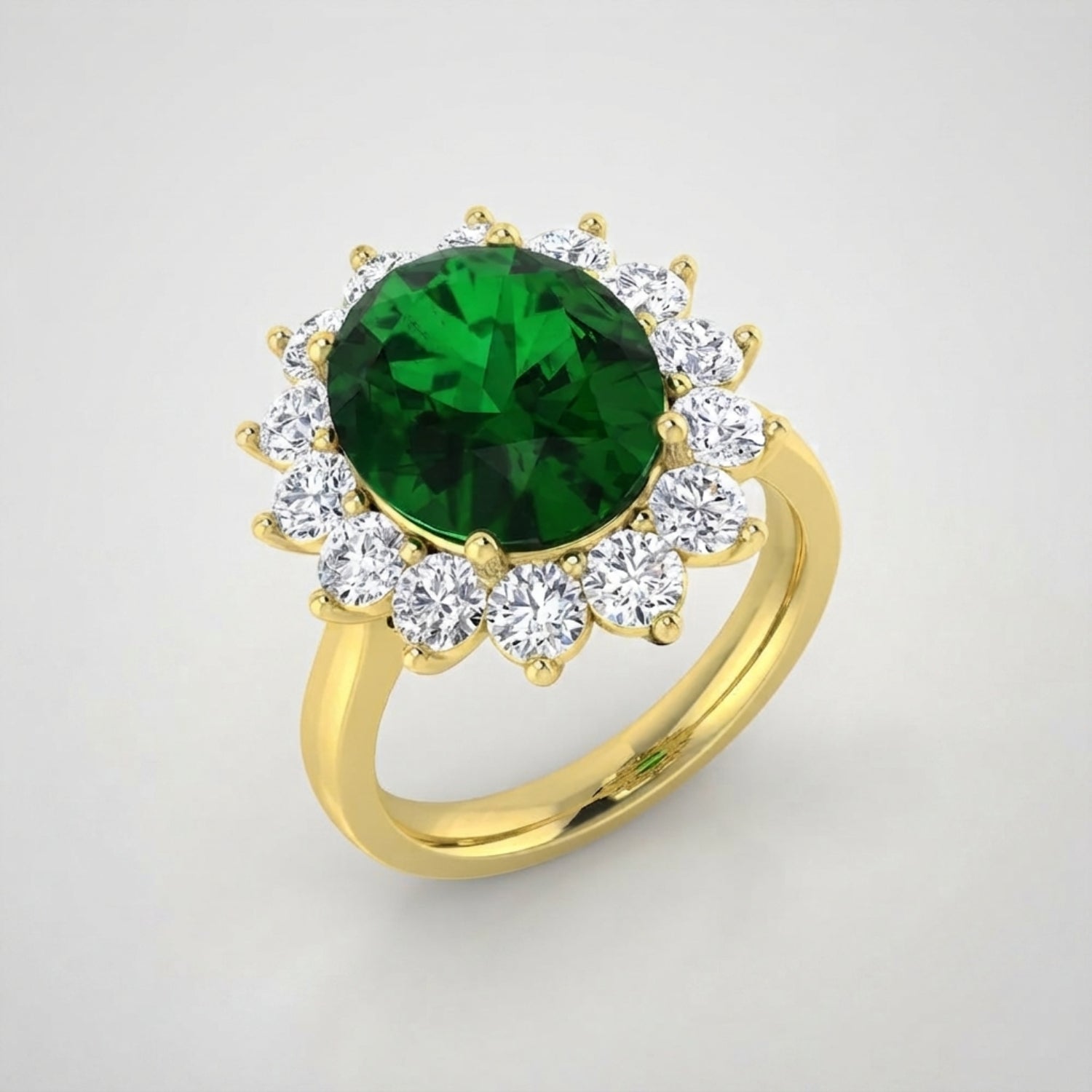 Oval Green Emerald Halo Engagement Ring Wedding Gift UK Made