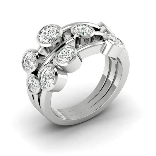 Lab-Grown Diamond Bubble Ring 2.00 Carat Gold & Platinu Handmade