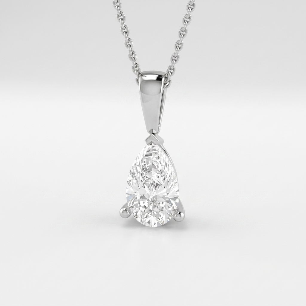 Pear Shape Lab Grown Diamond Solitaire Pendant Anniversary Gift