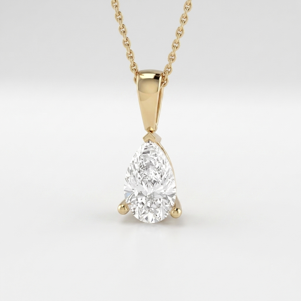 Pear Shape Lab Grown Diamond Solitaire Pendant Birthday Gift Her