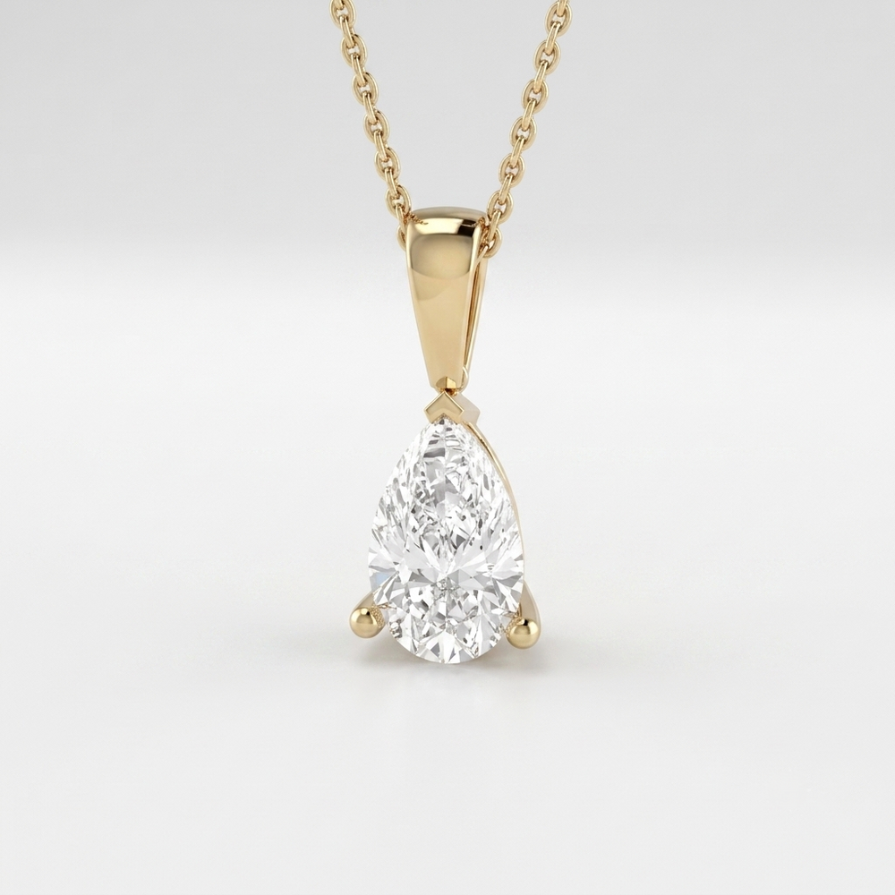 Pear Shape Lab Grown Diamond Solitaire Pendant Birthday Gift Her