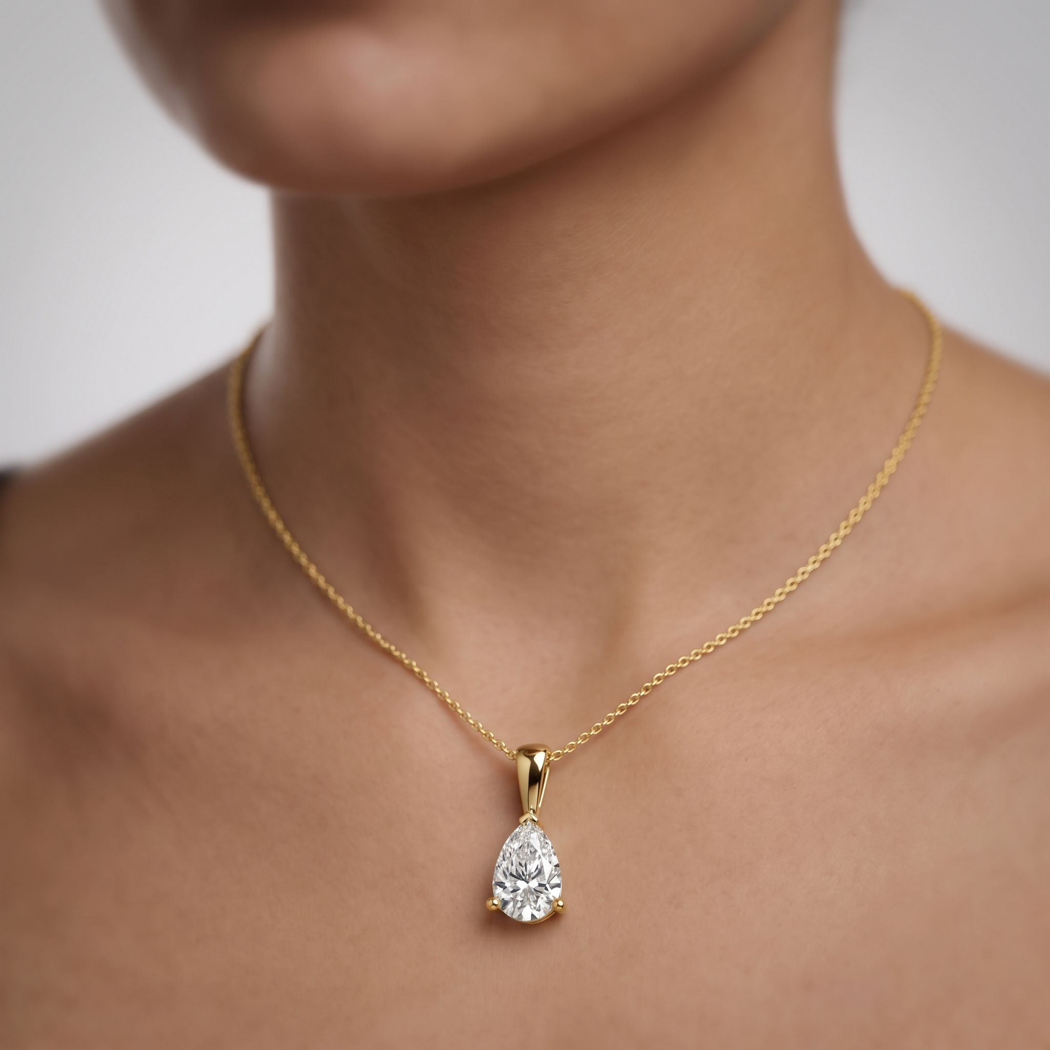 Pear Shape Lab Grown Diamond Solitaire Pendant Mother's Day Gift