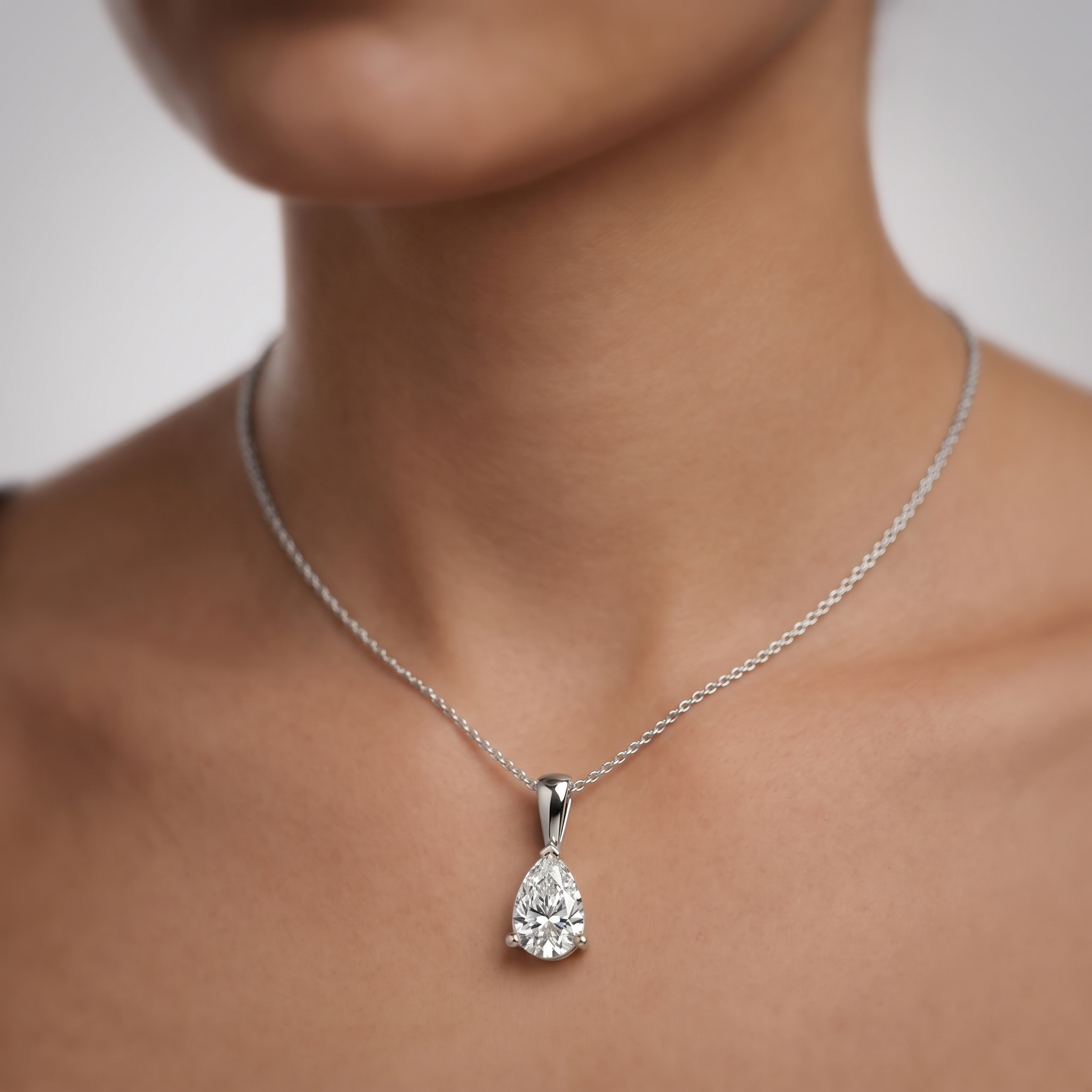 Pear Shape Lab Grown Diamond Solitaire Pendant Valentine's Gift
