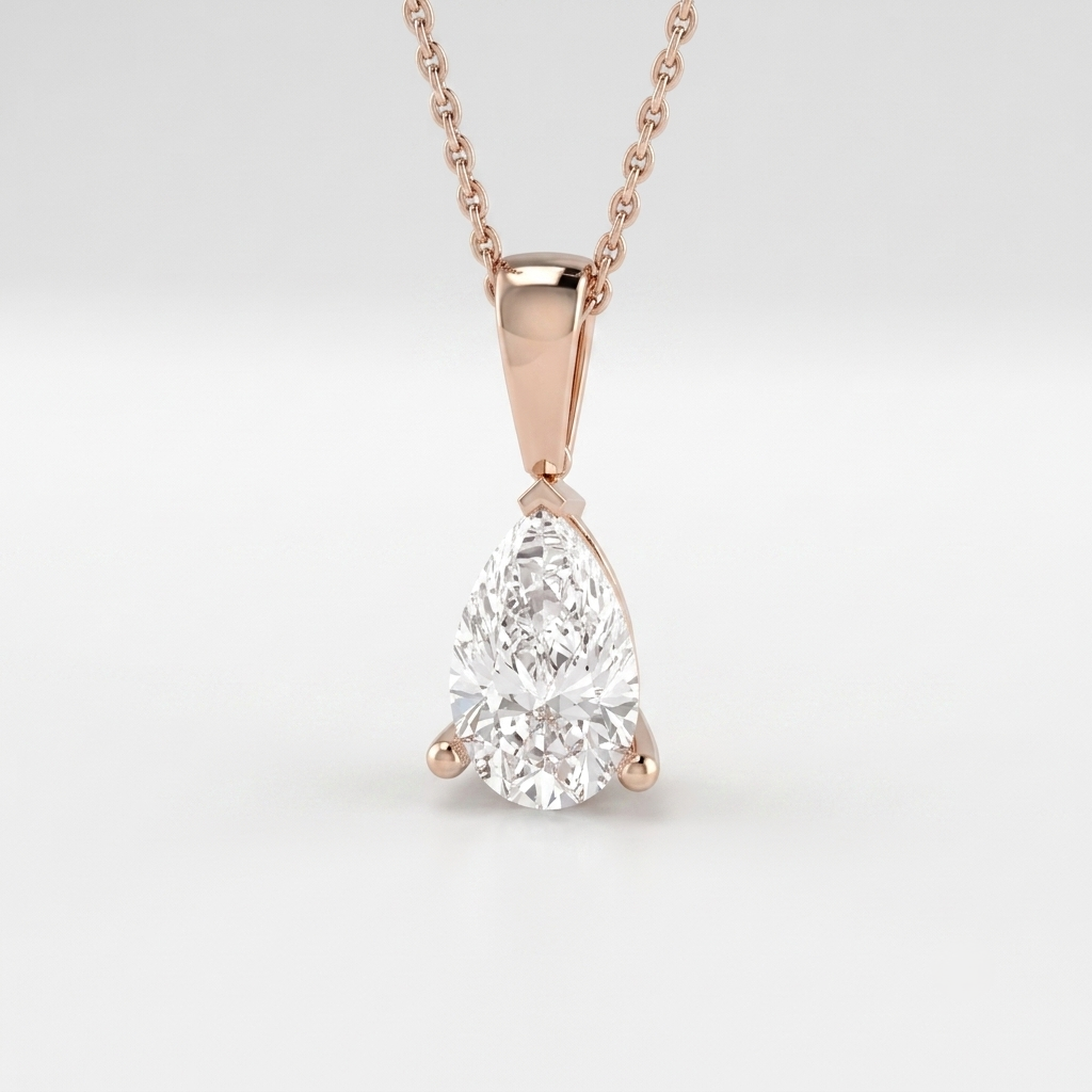 Pear Shape Lab Grown Diamond Solitaire Pendant Wedding Jewellery