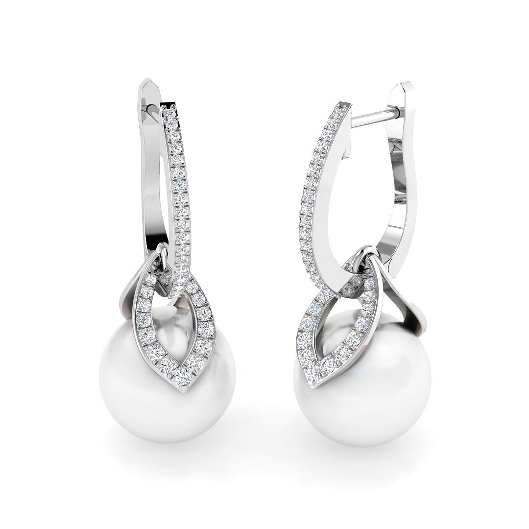 Pearl Diamond Drop Earrings