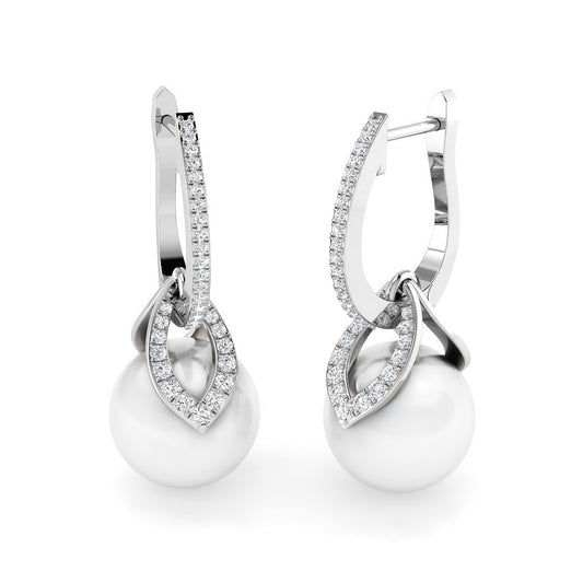 Pearl Diamond Drop Earrings
