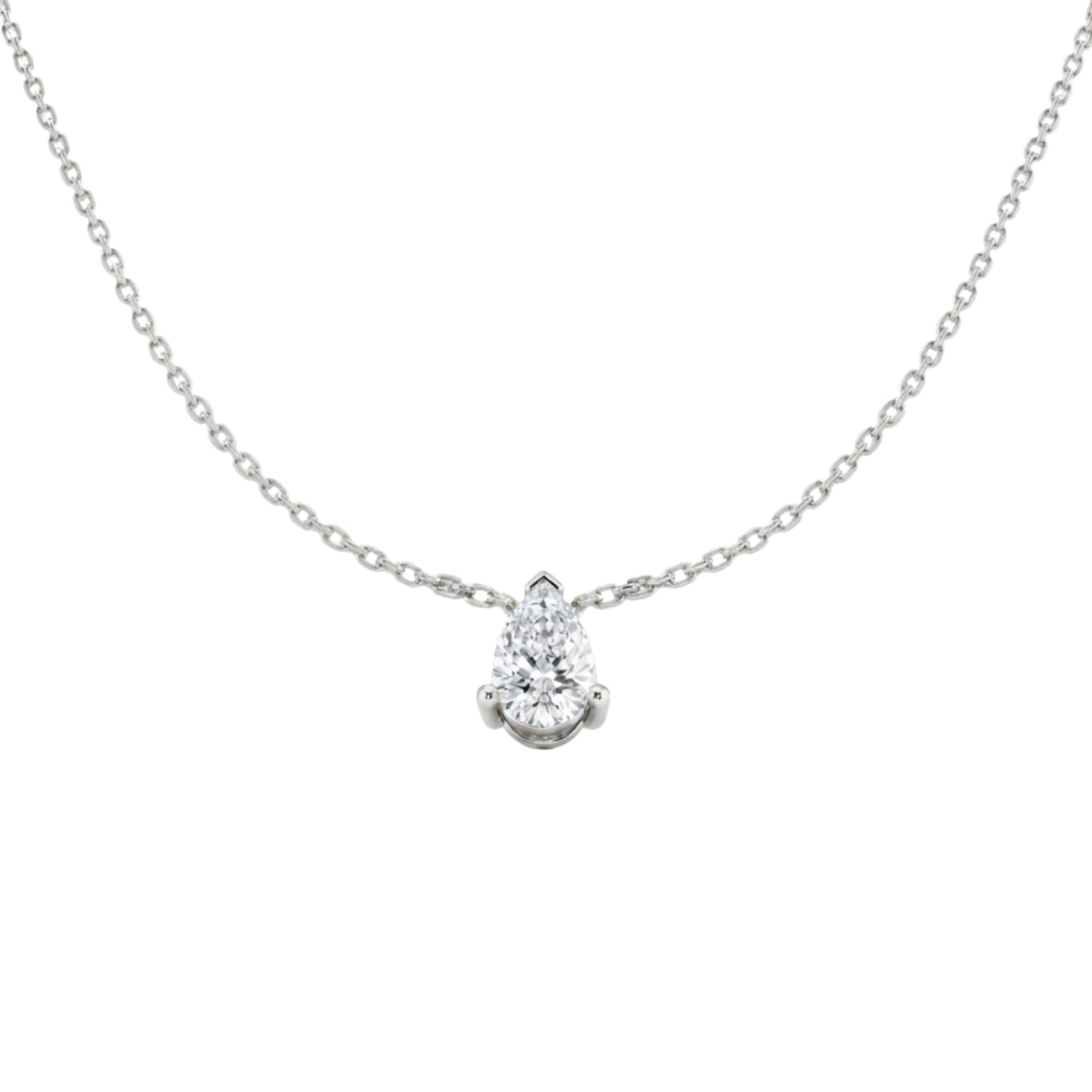 Stunning white gold pear diamond solitaire pendant for her.