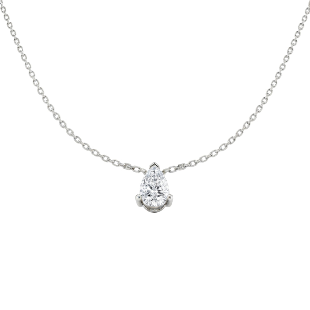 Stunning white gold pear diamond solitaire pendant for her.