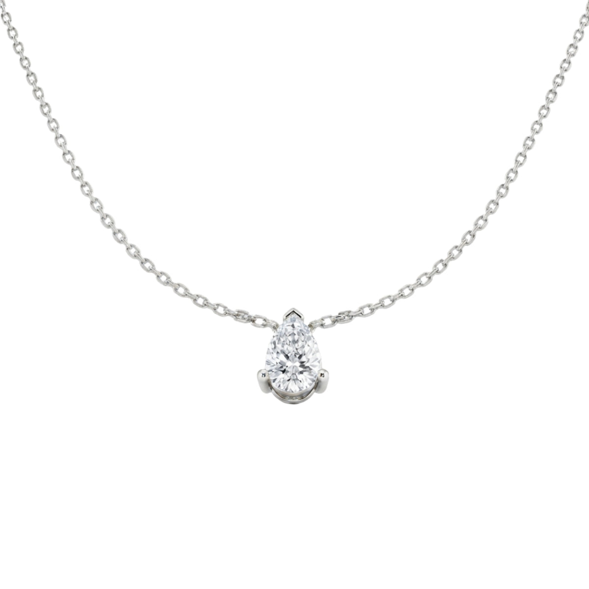 Stunning white gold pear diamond solitaire pendant for her.