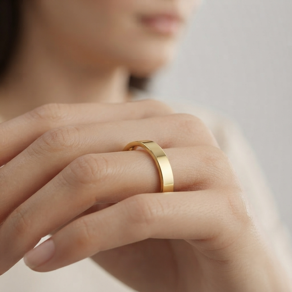 Flat Court Shape Plain Wedding Band for Women | UK Hallmarked Gold & Platinum Ring